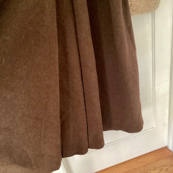Vtg STEVE by Searle Brown Wool Trapeze Long Coat Faux Fur Collar & Cuffs Size 8 - Picture 11 of 15